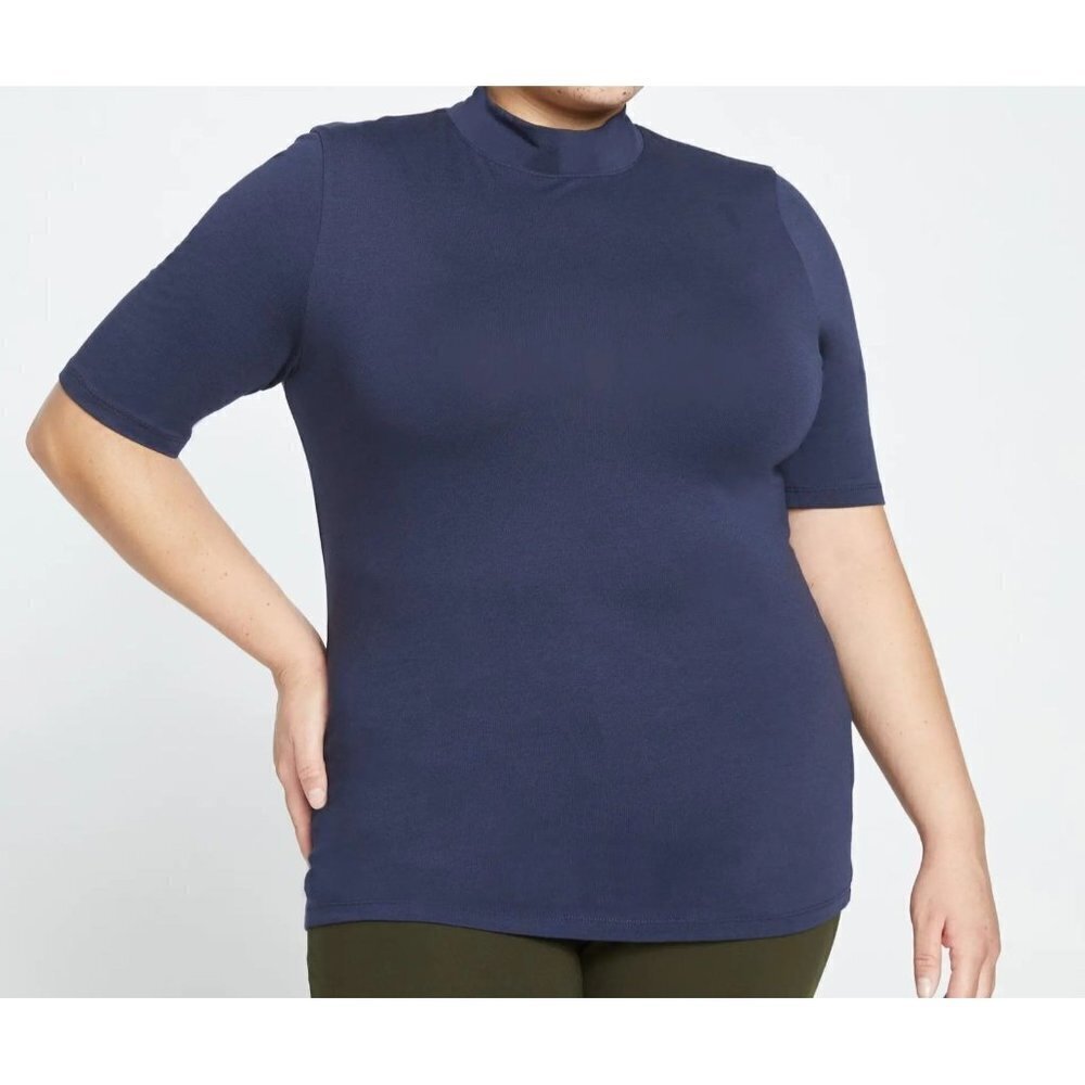 Universal Standard Womens 6X Navy Modern Mock Neck‎ Tee NWT